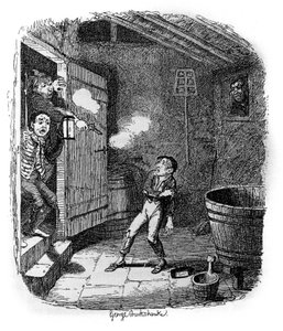 Illustration für „Oliver Twist“ (Olivier) von Charles Dickens (1812-1870), von George Cruikshank (1792-1878) von George Cruikshank