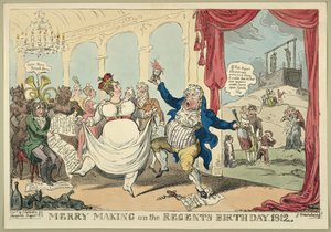Fröhliches Feiern am Geburtstag des Regenten, 1812 von George Cruikshank