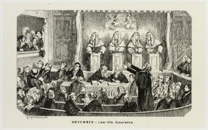 November - Lebensversicherung aus George Cruikshanks Stahlradierungen für The Comic Almanacks: 1835-1853