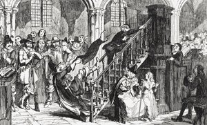 Reverend Holdenough während eines Gottesdienstes, Illustration aus 