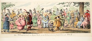 Die Bloomers im Hyde Park oder Eine außergewöhnliche Ausstellung für 1852, veröffentlicht 1852 von George Cruikshank
