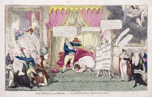 Der Geist des Buches oder, Erwartung des Jahres 1813 von George Cruikshank