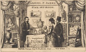 Handelskarte für Samuel P. Avery--Kunstzimmer von George Cruikshank