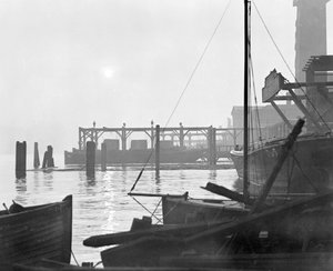 Sonnenaufgang über Lambeth Waterfront, Blick nach Osten, London, frühe 1930er Jahre von George Davison Reid