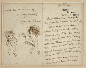 Brief mit Zeichnung von Whistler, der Du Maurier bedroht von George du Maurier