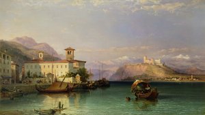 Arona und die Burg von Angera, Lago Maggiore, 1856