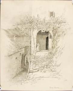 Ohne Titel (Übertragungszeichnung für Dorfstraße, Luganersee, Italien [Nr. 1]) von George Elbert Burr