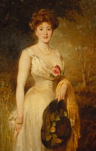 Porträt einer Dame in einem weißen Kleid, 1909