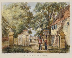 Palasttore, Kew, Tafel 3 aus Kew Gardens: Eine Serie von vierundzwanzig Zeichnungen auf Stein, graviert von Charles Hullmandel, veröffentlicht 1820