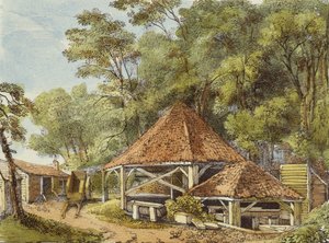 Wasserwerke, Kew Gardens, Tafel 22 aus Kew Gardens: Eine Serie von vierundzwanzig Zeichnungen auf Stein, graviert von Charles Hullmandel (1789-1850), veröffentlicht 1820 von George Ernest after Papendiek