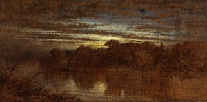 Dämmerung am Avon, Ruinen von Kenilworth Castle in der Ferne von George F. Teniswood