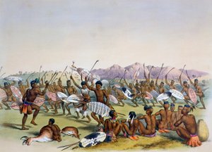Zulu-Jagdtanz in der Nähe der Engooi-Berge, 1849