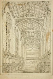 New College Chapel: Innenansicht mit Entwürfen für das vorgeschlagene Dach