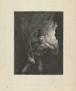 Bewaffneter Räuber in einer Höhle
