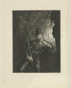 Bewaffneter Räuber in einer Höhle