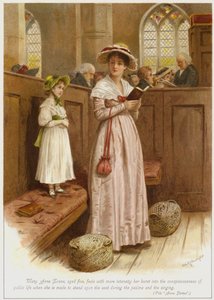 Mary Anne Evans, fünf Jahre alt, fühlt mit mehr Intensität ihren Eintritt in das öffentliche Leben, als sie während der Psalmen und des Singens auf den Sitz gestellt wird