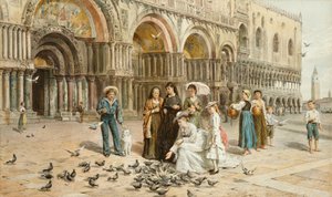 Die Tauben von St. Markus, Venedig, Italien, 1876