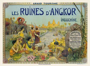 Französisches Poster, das die Tempel von Angkor in Indochina bewirbt von George Groslier