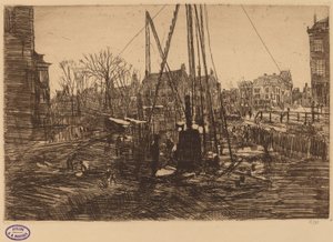 Szene in einer niederländischen Stadt mit Ramme im Vordergrund von George Hendrik Breitner