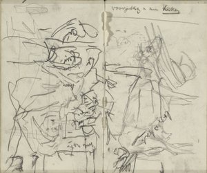 Studienblatt mit Figuren und einer Kuh von George Hendrik Breitner