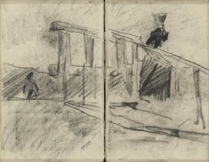 Frau, möglicherweise auf einer Brücke von George Hendrik Breitner