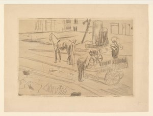 Arbeiten in der Baugrube Sint Agnietenstraat in Amsterdam