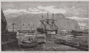 Der kanadische Holzhandel, Holzlager in Quebec von George Henry Andrews