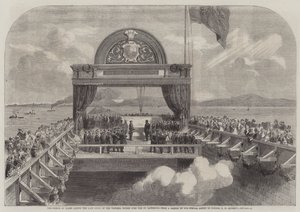Der Prinz von Wales legt den letzten Stein der Victoria-Brücke über den St. Lawrence