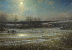 Eine frostige Nacht - der gefrorene Mühlenteich, ca. 1904 von George Henry Boughton