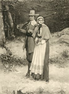 Puritanerpaar auf dem Weg zum Sonntagsgottesdienst (gestochen von Thomas Gold Appleton, 1885) von George Henry Boughton