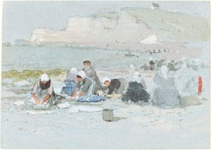 Waschfrauen am Strand von Etretat von George Henry Boughton