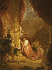 Wolsey erhält den Kardinalshut in der Westminster Abbey von George Henry Harlow