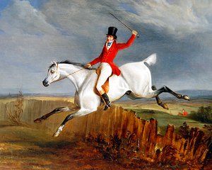 Herr auf seinem grauen Jäger von George Henry Laporte