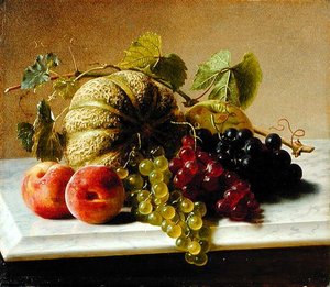 Stillleben mit Melonen und Trauben