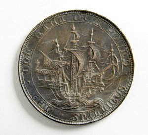 Probeguss für eine Münze (versilbertes Metall)