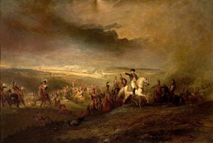 Napoleon verlässt das Schlachtfeld von Waterloo am 18. Juni 1815, ca. 1816 von George Jones