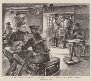 Ein Schiff auf dem Sand, das Innere des Strandhauses, Caister von George Kingston Jones