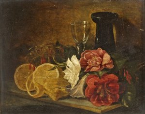 Stillleben mit Früchten und Blumen von George Lance