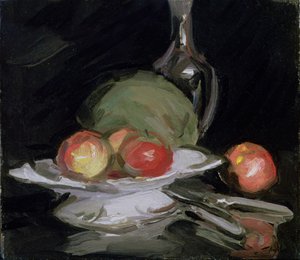 Stillleben Schale mit Obst, Melone und Karaffe