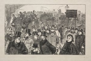 Der lebendige Strom an der London Bridge - Auf der Brücke von George Louis Palmella Busson Du Maurier