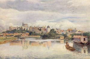 Windsor vom Fluss aus (Farblithographie) von George Moore Henton