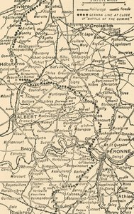 Karte zur Veranschaulichung der Schlacht an der Somme, 1919