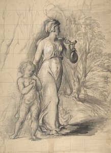 Hagar und Ismael in der Wüste (recto), Zwei Porträtstudien der Frau des Künstlers