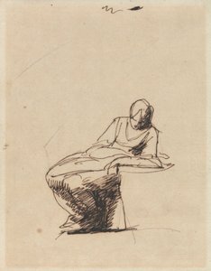 Eine sitzende Frau