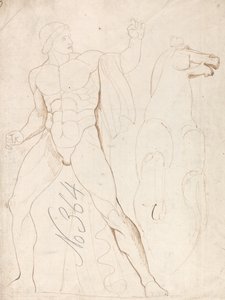 Klassischer männlicher Akt mit aufbäumendem Pferd von George Romney