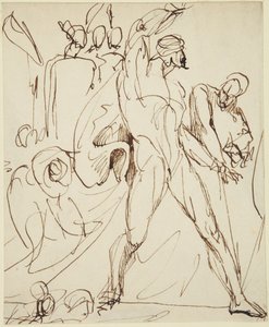 Skizze für die Figur von Macbeth in der Bankettszene aus Macbeth von George Romney