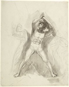Stehender männlicher Akt mit Schild von George Romney