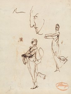 Studie von zwei Figuren und einem Gesicht von George Romney