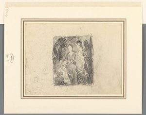 Zwei Frauenfiguren zwischen Bäumen von George Romney
