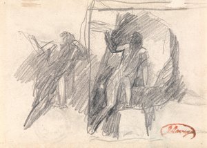 Zwei Skizzen einer halb knienden Figur von George Romney